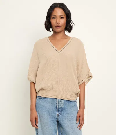 Michael Stars Imani Cropped Dolman Sleeve Top In Brown
