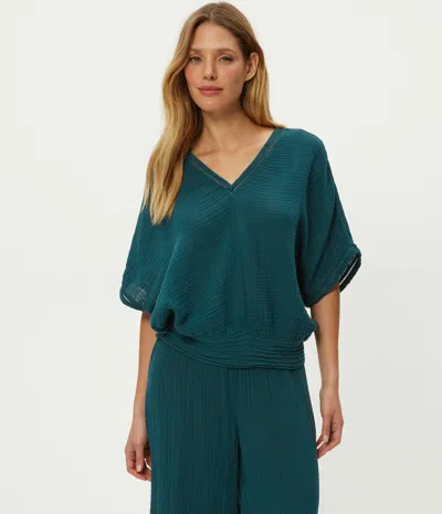 Michael Stars Imani Cropped Dolman Sleeve Top In Green