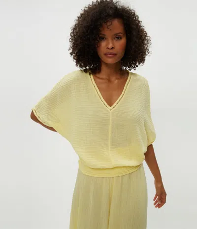 Michael Stars Imani Cropped Dolman Sleeve Top In Lemonade