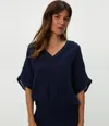 Michael Stars Imani Cropped Dolman Sleeve Top In Nocturnal