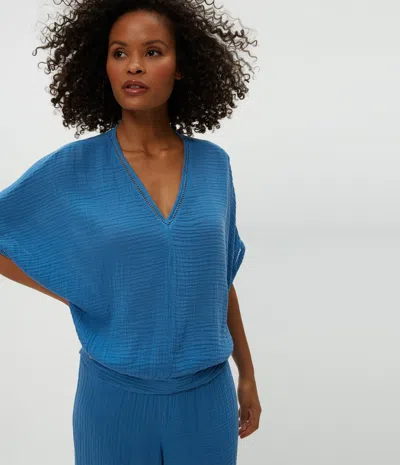Michael Stars Imani Cropped Dolman Sleeve Top In Ocean