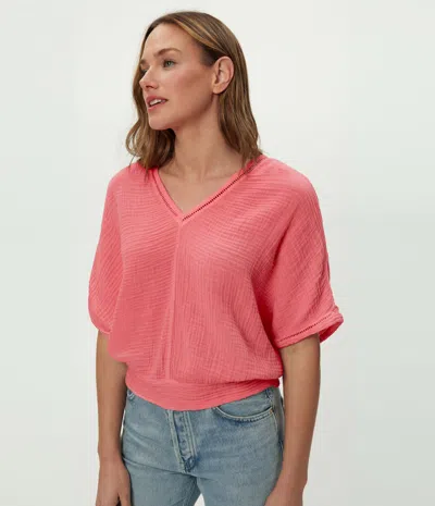 Michael Stars Imani Cropped Dolman Sleeve Top In Pink