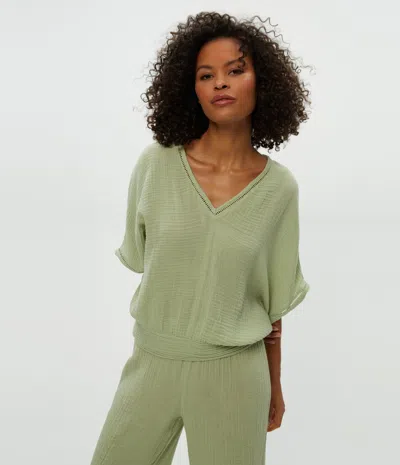 Michael Stars Imani Cropped Dolman Sleeve Top In Seacrest