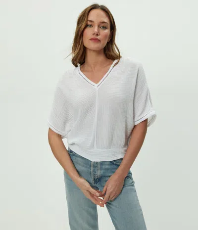 Michael Stars Imani Cropped Dolman Sleeve Top In White