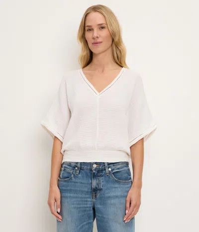 Michael Stars Imani Cropped Dolman Sleeve Top In White