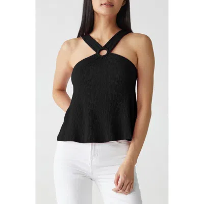 Michael Stars Imani Texture Halter Top In Black