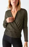 Michael Stars India Sparkle Surplice Top In Black