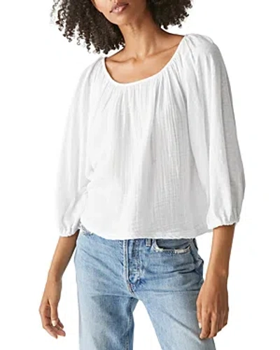 Michael Stars Ingrid Balloon Sleeve Top In White