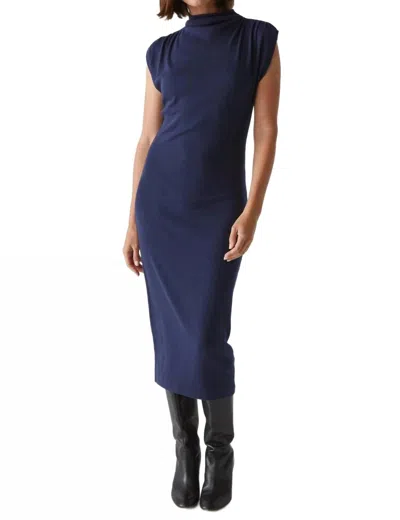 Michael Stars Iolanda Power Shoulder Dress In Nocturnal In Blue
