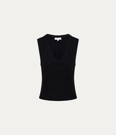 Michael Stars Ira Supima V-neck Tank In Black