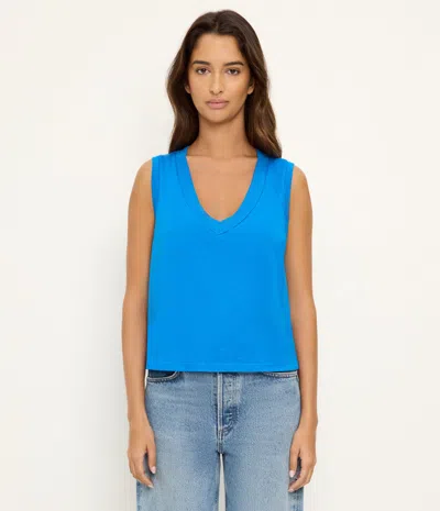 Michael Stars Ira Supima V-neck Tank In Blue