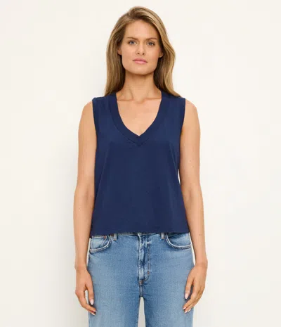 Michael Stars Ira Supima V-neck Tank In Blue