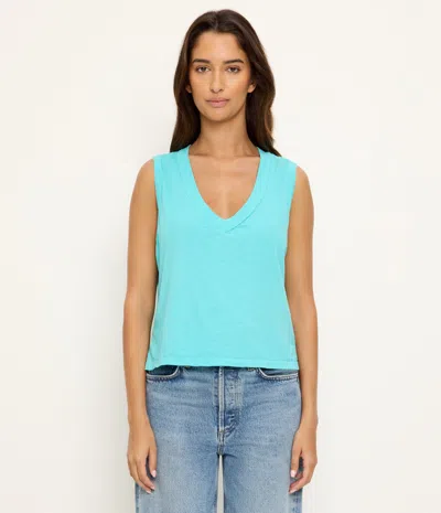 Michael Stars Ira Supima V-neck Tank In Blue
