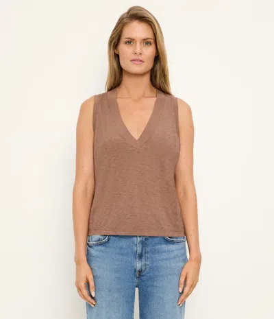 Michael Stars Ira Supima V-neck Tank In Brown