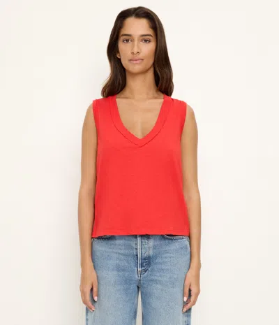 Michael Stars Ira Supima V-neck Tank In Red