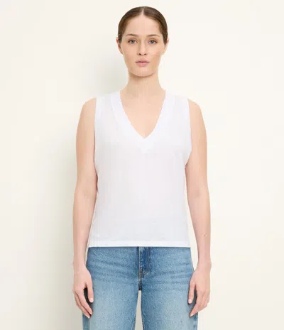 Michael Stars Ira Supima V-neck Tank In White