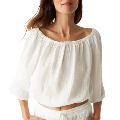 Michael Stars Isabel Convertible Gauze Top In White