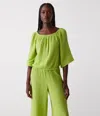Michael Stars Isabel Convertible Gauze Top In Lettuce