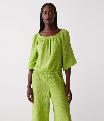 Michael Stars Isabel Convertible Gauze Top In Lettuce