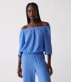 Michael Stars Isabel Convertible Gauze Top In Salt Water