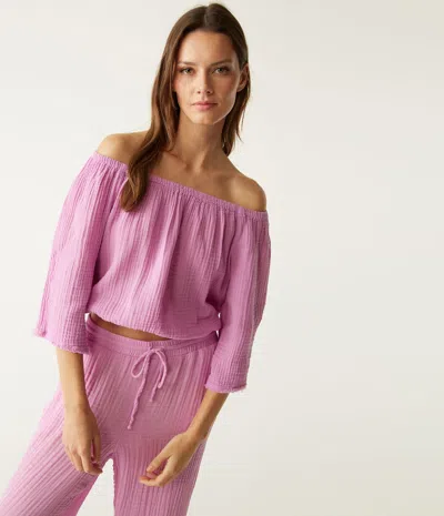Michael Stars Isabel Convertible Gauze Top In Tangerine