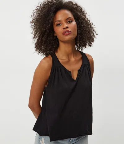 Michael Stars Isla Crochet Trim Tank In Black