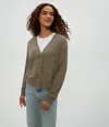 Michael Stars Isla V-neck Ribbed Cardigan In Cobblestone