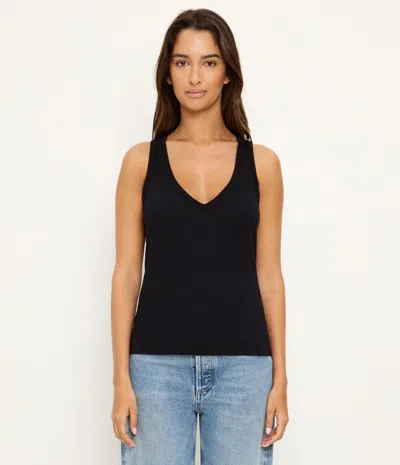 Michael Stars Ivara Racerback Rib Tank In Black
