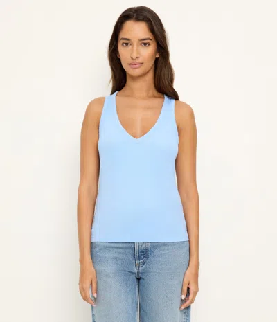 Michael Stars Ivara Racerback Rib Tank In Blue