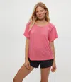 Michael Stars Ivy Flutter Sleeve Tee In Pink