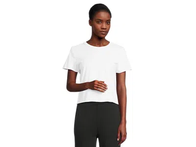 Michael Stars Jackie Raw Edge Crew Neck T-shirts In White