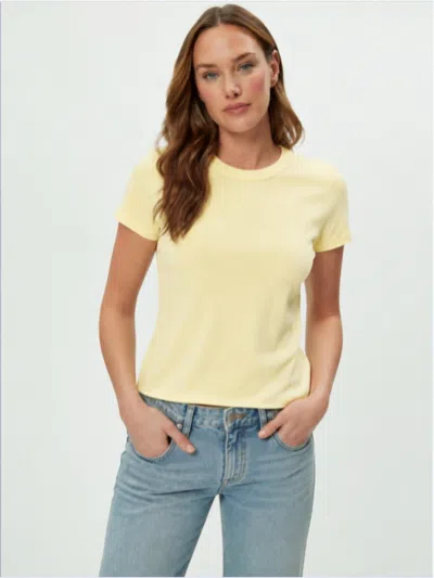 Michael Stars Jackie Raw Edge Short Sleeve Daily Crew Tee In Buttercup In Yellow