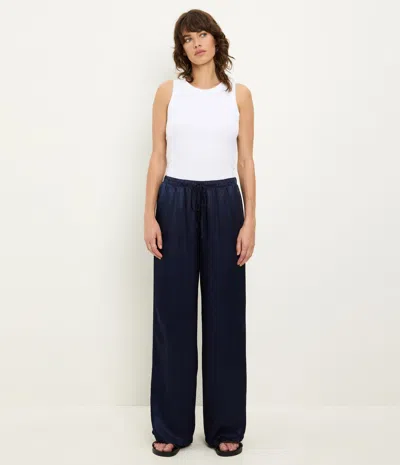 Michael Stars Jacqueline Satin Drawstring Pant In Blue
