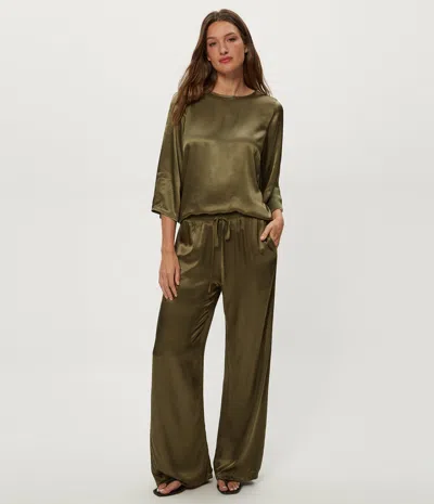 Michael Stars Jacqueline Satin Drawstring Pant In Green