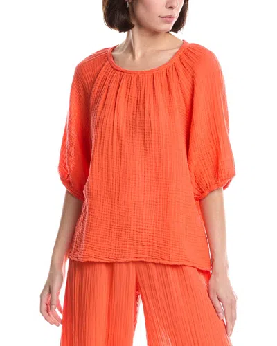 Michael Stars Jane Puff Sleeve Top In Orange