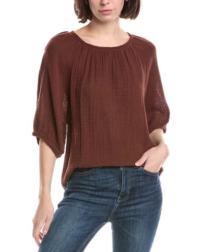 Michael Stars Jane Puff Sleeve Top In Burgundy