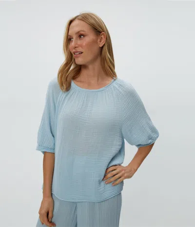 Michael Stars Jane Puff Sleeve Top In Fountain