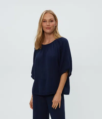 Michael Stars Jane Puff Sleeve Top In Nocturnal