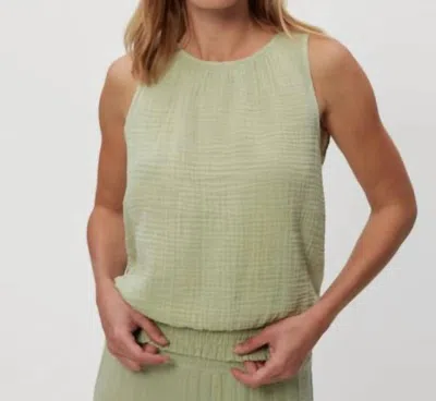 MICHAEL STARS JANELLE GAUZE TIE NECK TAK IN CELERY