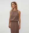 Michael Stars Janelle Tie Neck Tank In Cobblestone