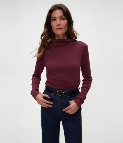 Michael Stars Janine Mock Neck Top In Beetroot