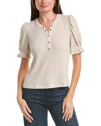 Michael Stars Jayden Ribbed Henley Femme Top In Beige