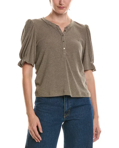 Michael Stars Jayden Ribbed Henley Femme Top In Brown