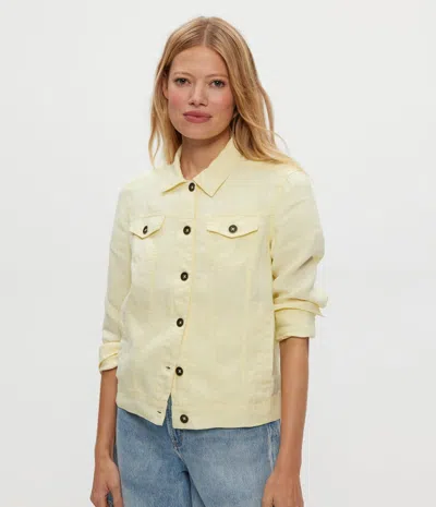 Michael Stars Linen Jean Jacket In Camo In Green