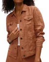 Michael Stars Jean Linen Long Sleeve Jacket In Terra In Multi