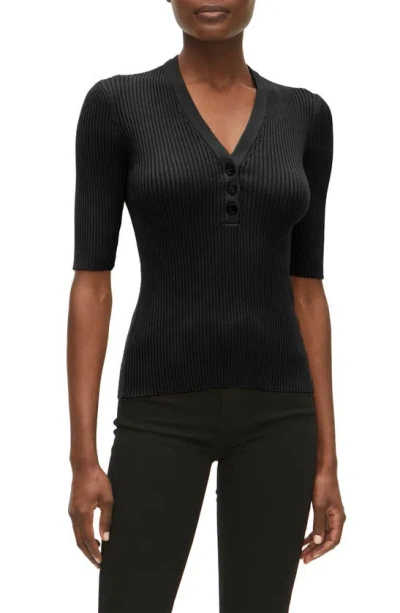 Michael Stars Jeanny Rib Top In Black