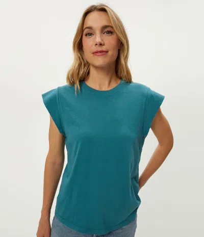 Michael Stars Joey Power Shoulder Tee In Brown