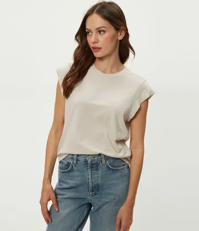 Michael Stars Joey Power Shoulder Tee In Cement