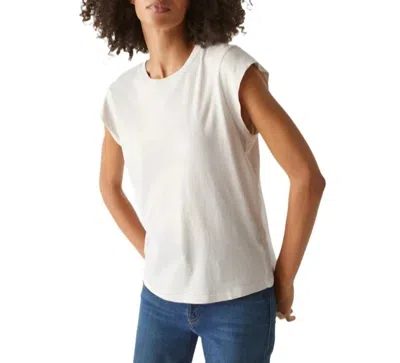 Michael Stars Joey Power Shoulder Tee In White