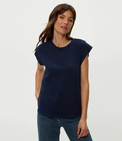 Michael Stars Joey Power Shoulder Tee In White